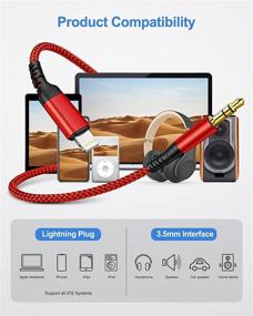 img 3 attached to 🍎 Apple MFi Certified Aux Cord for iPhone - Nylon Braided Stereo Audio Cable for iPhone SE/12/11/8/7/XR/iPad/iPod - 6.6ft Length