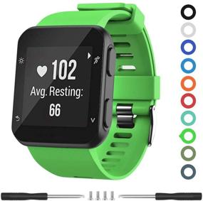 img 4 attached to 👌 Meifox Green Silicone Replacement Bands for Garmin Forerunner 35 Watch - Compatible and High-Quality