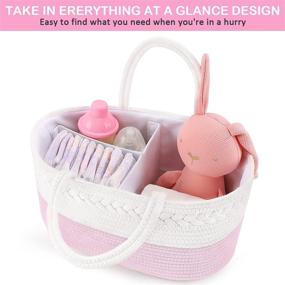 img 1 attached to Розовая детская сумка для пеленания девочек ABenkle: незаменимый корзину для пеленального столика и машины.
