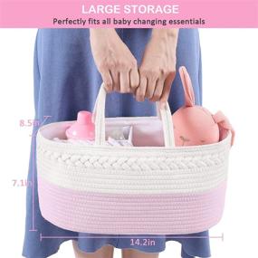 img 2 attached to ABenkle Pink Girls’ Baby Diaper Caddy Organizer: A Must-Have Nursery Basket for Changing Table and Car