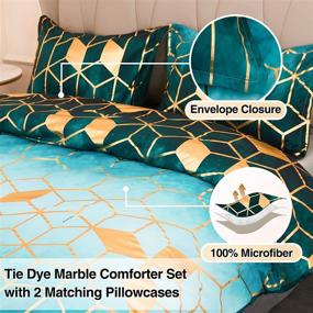 img 1 attached to 🌈 A Nice Night Gold Metallic Geometric Marble Foil Print Glitter Bedding Sets: Green Queen 88"x88" - Tie Dye Style Microfiber Quilts for All-Season Bed Comfort