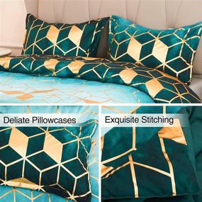 img 2 attached to 🌈 A Nice Night Gold Metallic Geometric Marble Foil Print Glitter Bedding Sets: Green Queen 88"x88" - Tie Dye Style Microfiber Quilts for All-Season Bed Comfort