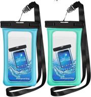 💦 teatronics floating waterproof case: premium ipx8 waterproof phone pouch - protect your smartphone up to 6.5" from water damage with tpu clear dry bag (blue-green) логотип
