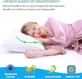 img 3 attached to Охлаждающие подушки для сна: облегчение боли в шее, регулируемая подушка из измельченной памяти для спящих на спине / боку, гипоаллергенная бамбуковая подушка с съемным чехлом - поддерживающая и пушистая
