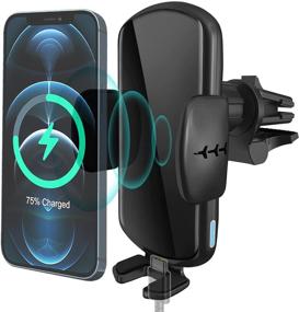 img 4 attached to 🔌 ZHIKE Wireless Car Charger, 15W Qi Auto-Clamping Car Mount Charging, Air Vent Car Phone Holder Compatible with iPhone 12/11 /Pro/Pro Max/XR/XS/X, Samsung Galaxy S20/Note 10/S10