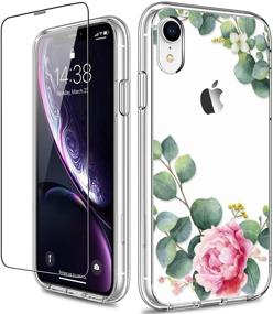 img 4 attached to 🌸 GiiKa Чехол для iPhone XR: прозрачный с крупным цветочным дизайном и защитной пленкой для экрана - противоударная защита для женщин и девочек