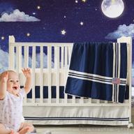 👶 navy blue crib bedding set for boys - brandream | american flag patchwork | blue & white striped | 100% cotton baby blanket included logo