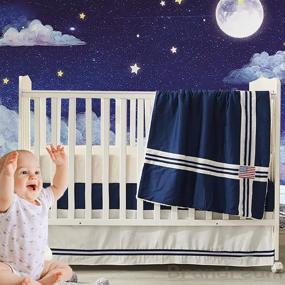 img 4 attached to 👶 Navy Blue Crib Bedding Set for Boys - Brandream | American Flag Patchwork | Blue & White Striped | 100% Cotton Baby Blanket Included