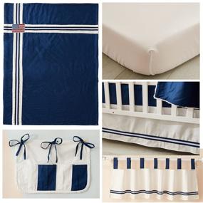 img 1 attached to 👶 Navy Blue Crib Bedding Set for Boys - Brandream | American Flag Patchwork | Blue & White Striped | 100% Cotton Baby Blanket Included