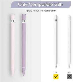 img 3 attached to 2-Pack Apple Pencil 1st Generation Holder Sleeve Cover Grip Accessories - Cute Cat Silicone Skin with Charging Cap and Protective Nib Covers for iPad Pro 9.7/10.5/12.9 - Pink and Purple