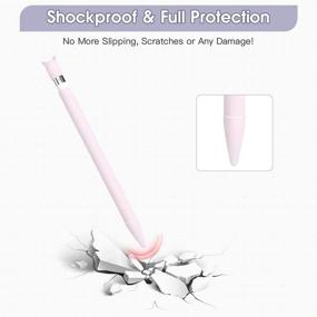 img 1 attached to 2-Pack Apple Pencil 1st Generation Holder Sleeve Cover Grip Accessories - Cute Cat Silicone Skin with Charging Cap and Protective Nib Covers for iPad Pro 9.7/10.5/12.9 - Pink and Purple