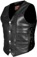 stylish and durable: hot leathers heavy weight black leather vest with braided detail logo