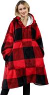 🔴 spedol oversize sherpa flannel blanket sweatshirt with large pocket hoodie for women men teens (c03-red plaid) logo