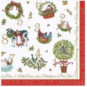 img 1 attached to 🎉 Caspari On the 12th Day Paper Cocktail Napkins - Double Pack of 20: Festive Holiday Design!