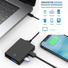 img 3 attached to High-Performance USB C Hub Multiport Adapter - 8-in-1 Docking Station with 4K HDMI/VGA, USB 3.0, Audio Interface, External Power - Compatible with Laptop/Phone/pad