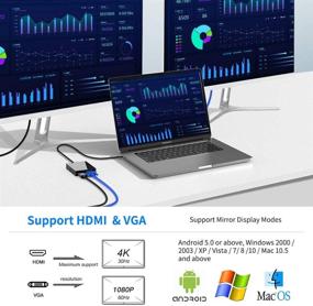 img 1 attached to High-Performance USB C Hub Multiport Adapter - 8-in-1 Docking Station with 4K HDMI/VGA, USB 3.0, Audio Interface, External Power - Compatible with Laptop/Phone/pad