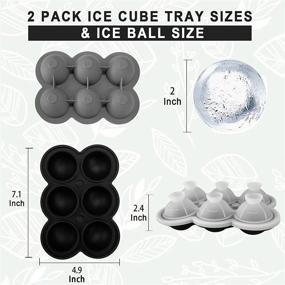 img 2 attached to LiyuanQ Ice Cube Trays: 2-Pack Large Silicon Ice Cubes Mold and Ice Ball Maker with Funnel and Lid - Perfect for Whiskey, Cocktails, Juice, and Parties (Black & Grey)