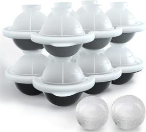 img 4 attached to LiyuanQ Ice Cube Trays: 2-Pack Large Silicon Ice Cubes Mold and Ice Ball Maker with Funnel and Lid - Perfect for Whiskey, Cocktails, Juice, and Parties (Black & Grey)