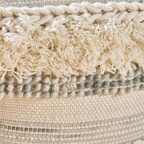img 1 attached to 🪔 Boho Wool Pouf, Ivory and Gray by Christopher Knight Home: Enhance Your Space with Curry-inspired Décor