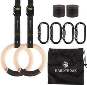 img 4 attached to 🤸 HARDYROAR Gymnastic Rings - Ideal Crossfit Gym Equipment for Body Training, Exercise, and Workout - Quick Installation Carabiners, Adjustable Grip Straps, Non-Slip Wood Rings