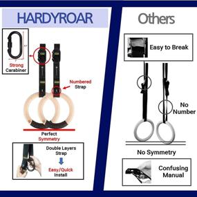 img 2 attached to 🤸 HARDYROAR Gymnastic Rings - Ideal Crossfit Gym Equipment for Body Training, Exercise, and Workout - Quick Installation Carabiners, Adjustable Grip Straps, Non-Slip Wood Rings