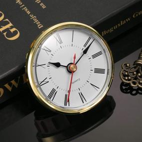 img 1 attached to Hicarer 2.8 Inch / 70 mm Round Quartz Clock Insert with Gold Trim, Red Second Hand, Roman Numerals, and High-Quality Quartz Movement