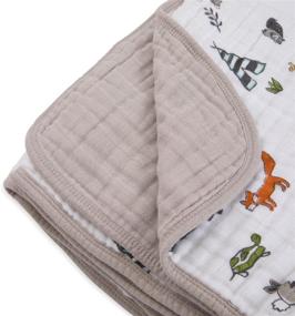 img 3 attached to Little Unicorn Forest Friends Cotton Muslin Quilt Blanket – 100% 🦄 Cotton Softness for Babies and Toddlers, Large 47” x 47” Size, Machine Washable