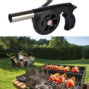 img 3 attached to 🔥 GkGk Hand Crank BBQ Fan: Portable Barbeque Air Blower with Manual Handle Speed Control and Metal Fan Blade for Outdoor Barbecue Fire Bellow, Camping, and Hiking Picnic