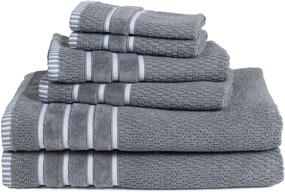 img 3 attached to 🌾 Premium Rice Weave Egyptian Cotton Towel Set - 6 Piece Luxury Bundle in Silver Gray