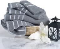 🌾 premium rice weave egyptian cotton towel set - 6 piece luxury bundle in silver gray logo