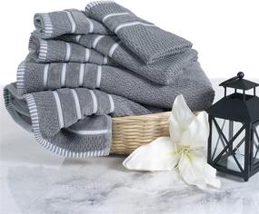 img 4 attached to 🌾 Premium Rice Weave Egyptian Cotton Towel Set - 6 Piece Luxury Bundle in Silver Gray