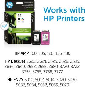 img 3 attached to 🖨️ HP 65 Black/Tri-color Ink Cartridges (2-pack) for HP AMP 100 Series, HP DeskJet 2600, 3700 Series, HP ENVY 5000 Series, Compatible with Instant Ink, T0A36AN