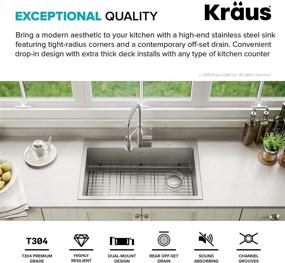 img 1 attached to Kraus KHT410-33 Standart Pro 33-inch Topmount Single Bowl Stainless Steel Set - 18 Gauge, 2-Hole (5 Item Bundle: Sink, Bottom Grid, Assembly, Drain Cap, Kitchen Towel) with Tight Radius