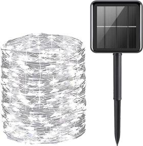 img 4 attached to 🌞 Premium Outdoor Solar String Lights: AcaJoe 1 Pack 40 Ft 120 LED 8 Modes Fairy Lights - Waterproof, Solar Powered Silver Wire Lights for Garden, Patio, Yard, Wedding, Camping Decor