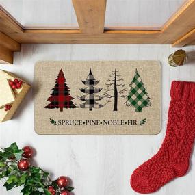 img 2 attached to Artoid Mode Spruce Pine Noble Fir Christmas Doormat - Merry Buffalo Plaid Xmas Decor, Indoor/Outdoor Floor Mat 17x29