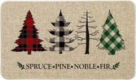 artoid mode spruce pine noble fir christmas doormat - merry buffalo plaid xmas decor, indoor/outdoor floor mat 17x29 логотип