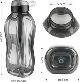 img 3 attached to 🚰 1.5L Large Capacity Sports Water Bottle - BPA Free, Leak Proof, Reusable - Ideal for Outdoor Sports, Hiking, Gym, and Office - Gray