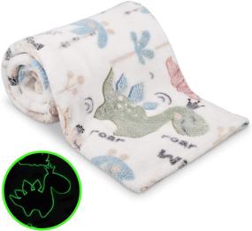 img 4 attached to 🦖 Urban SouQ Glow in The Dark Dinosaur Blanket for Boys and Girls - Soft Fleece Throw for Kids. Magic Glowing Bed Comforter, Travel Stroller Blanket for Baby Toddler.