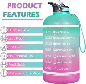 img 3 attached to 🍶 ZOMAKE Gallon Water Bottle with Straw & Time Marker - Stay Hydrated with 64/128 oz Motivational Water Jug | BPA Free Leakproof Large Water Bottle