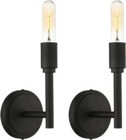 img 3 attached to Phansthy Industrial Wall Sconce: Stylish Matte Black Simplicity Vanity Light - 2 Pack Included