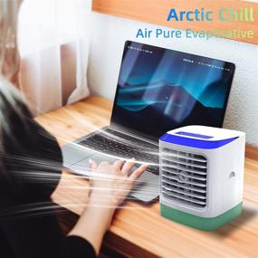 img 1 attached to 🌬️ Arctic Chill Portable Air Conditioner - Small Evaporative AC Unit with 3 Cooling Speeds, Personal Mini Room Cooler with Type-C Input & 7 Colors Night Light - Desk Fan for Bedroom with Humidifier