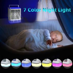 img 2 attached to 🌬️ Arctic Chill Portable Air Conditioner - Small Evaporative AC Unit with 3 Cooling Speeds, Personal Mini Room Cooler with Type-C Input & 7 Colors Night Light - Desk Fan for Bedroom with Humidifier