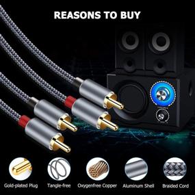 img 2 attached to 🔊 Premium 6 Feet RCA Cable - 2-Pack of Shielded 2-Male to 2-Male RCA Audio Stereo Subwoofer Cables for Hi-Fi Sound in Home Theater, HDTV, Amplifiers, and Speakers - Top Series