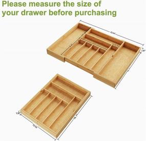 img 3 attached to 🍴 BAMEOS Bamboo Utensil Drawer Organizer - Expandable & Adjustable Silverware Holder Tray for Kitchen Knives, Desk & Cutlery