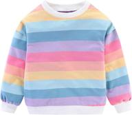 cute rainbow sweatshirt for little girls in mud kingdom fashion with colorful striped drop shoulder logo