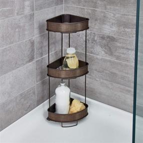 img 3 attached to 🛁 Bronze iDesign Twillo Metal Wire Corner Standing Shower Caddy: 3-Tier Bath Shelf Baskets for Towels, Soap, Shampoo, Lotion, Accessories, Efficient Organization