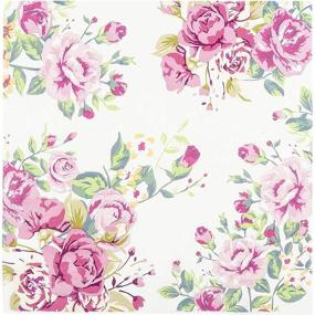 img 1 attached to 🌸 Vintage Floral Party Supplies: 150 Pack of White Paper Napkins (6.5 x 6.5 Inches)