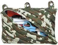 zipit colorz 3-ring binder pencil pouch for boys - camo green, large capacity, holds up to 60 pens, one long zipper design! logo