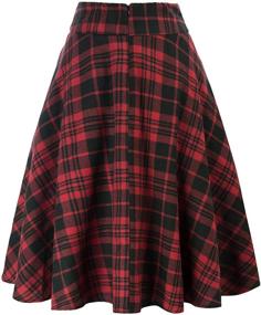 img 3 attached to 👗 Belle Poque Women's Plaid Skirt - A-Line Flared High Waisted Skirt with Convenient Pockets