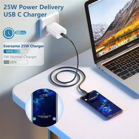 img 2 attached to 2-портовое зарядное устройство Eversame USB C | Зарядное устройство 25W USB C для Samsung Galaxy S21/S20/S21 Ultra, S10/S10+, Galaxy Note 20/20 Ultra/10/10+, iPhone 12/12 Mini/12 Pro Max и других устройств (белый)